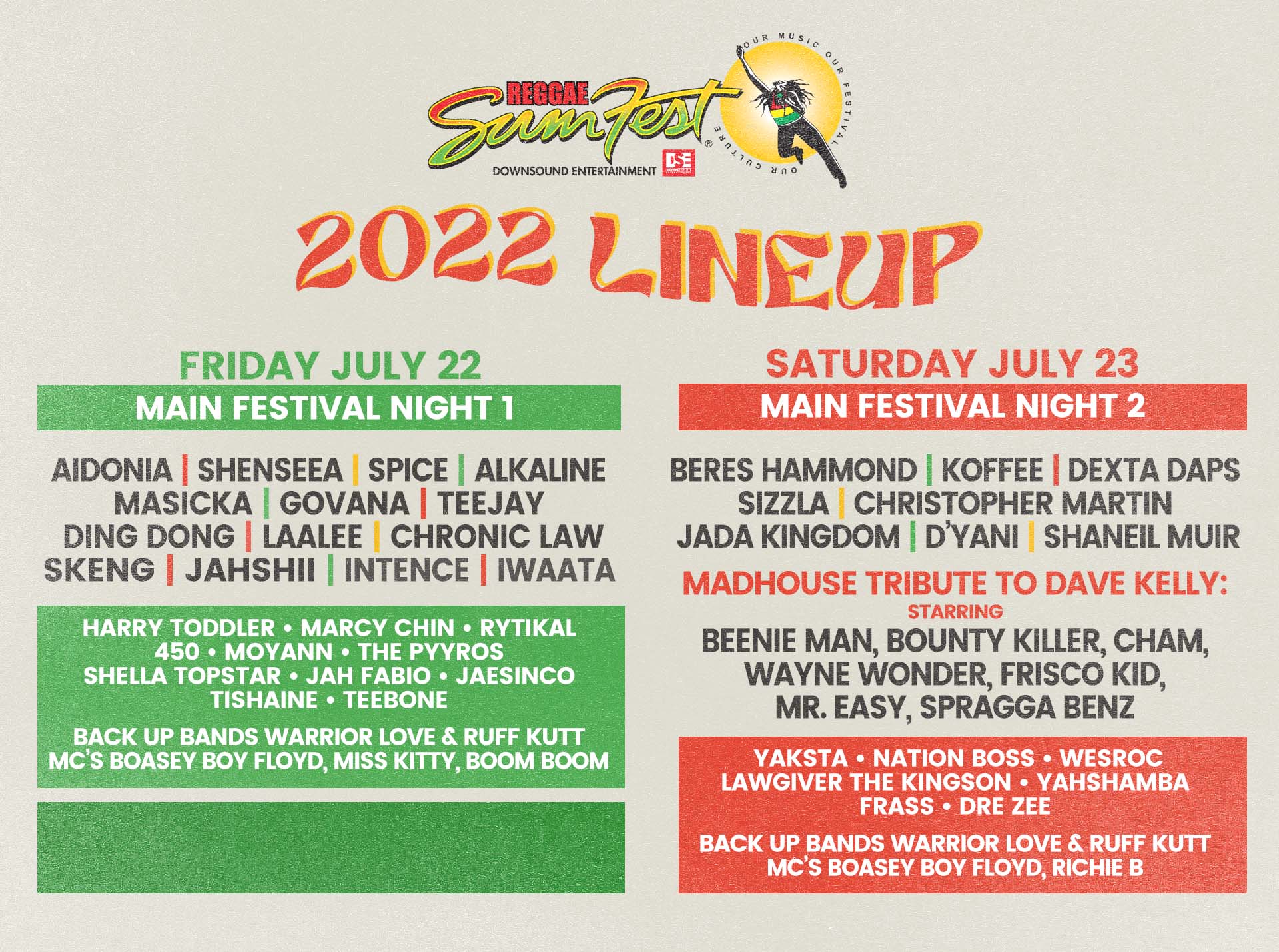 Reggae SumFest 2022 - Line up